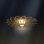 Sunflower wood & glass ceiling light - Image 4