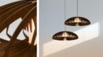 Lotus wood & glass ceiling light - Image 9