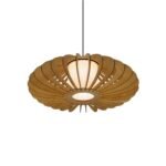 Pattypan wood & glass ceiling light