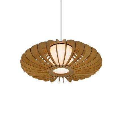 Pattypan wood & glass ceiling light