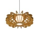Peony wood & glass ceiling light
