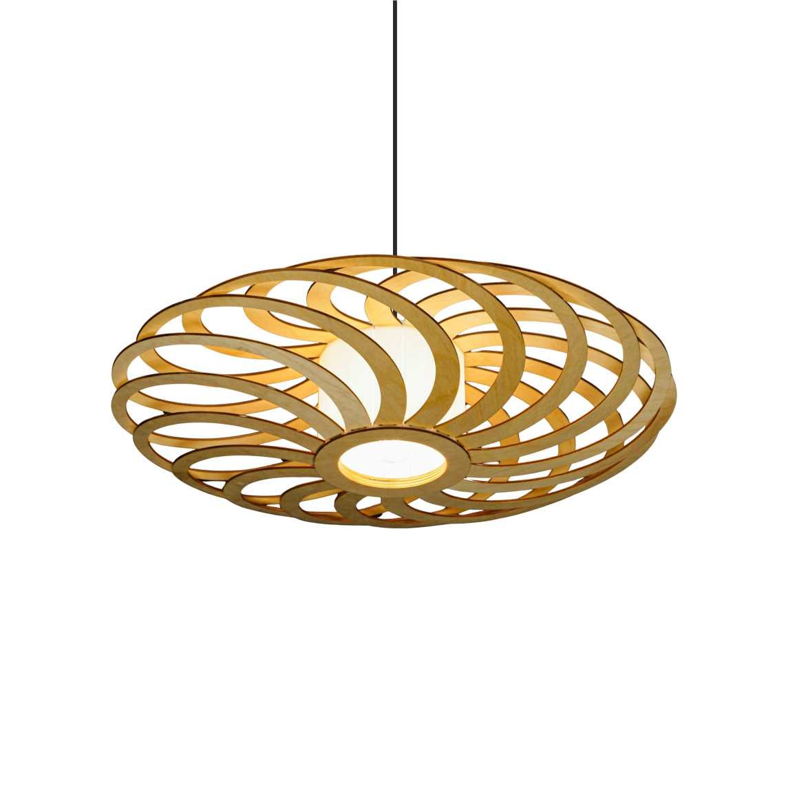 Natural PORTAL lampshade, wood ceiling light, Scandinavian pendant, BRADA, wood lamp, plywood chandelier, wood pendant light, wood light 02 Portal wood & glass ceiling light - Image 1