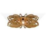Waterlily flush mount wood ceiling light