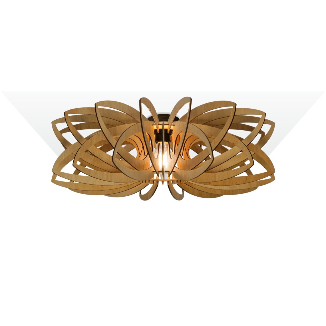 1 Waterlily flush mount wood ceiling light - Image 1