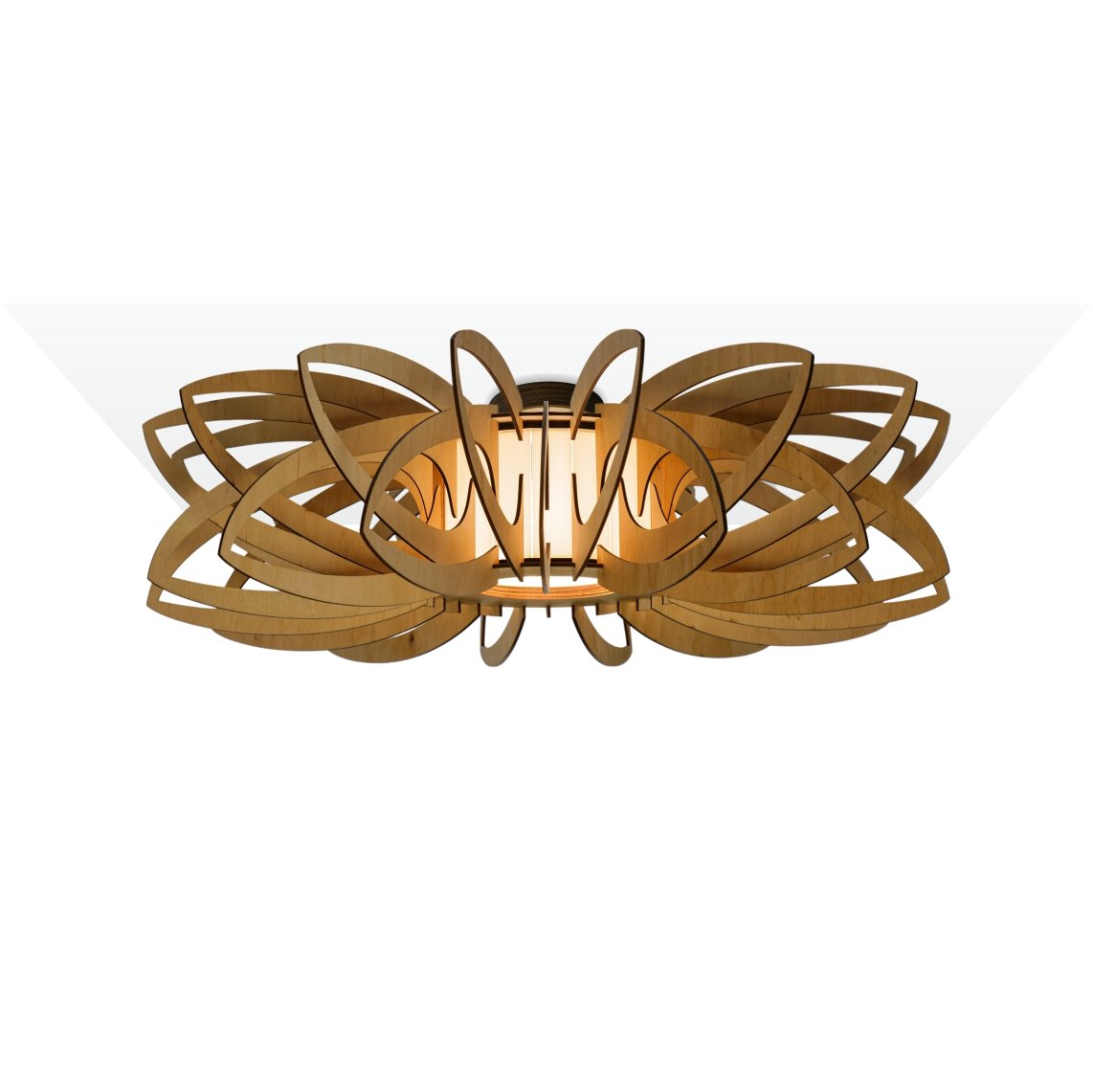 5 Waterlilly wood & glass Flush mount ceiling light - Image 1