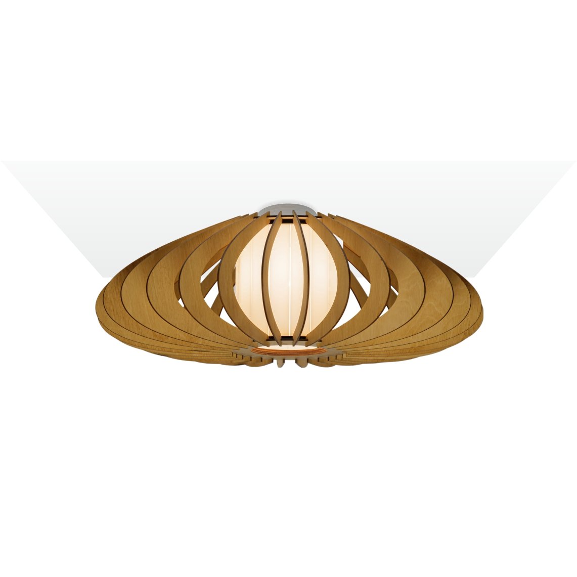 5 Pattypan wood & glass Flush mount ceiling light - Image 1