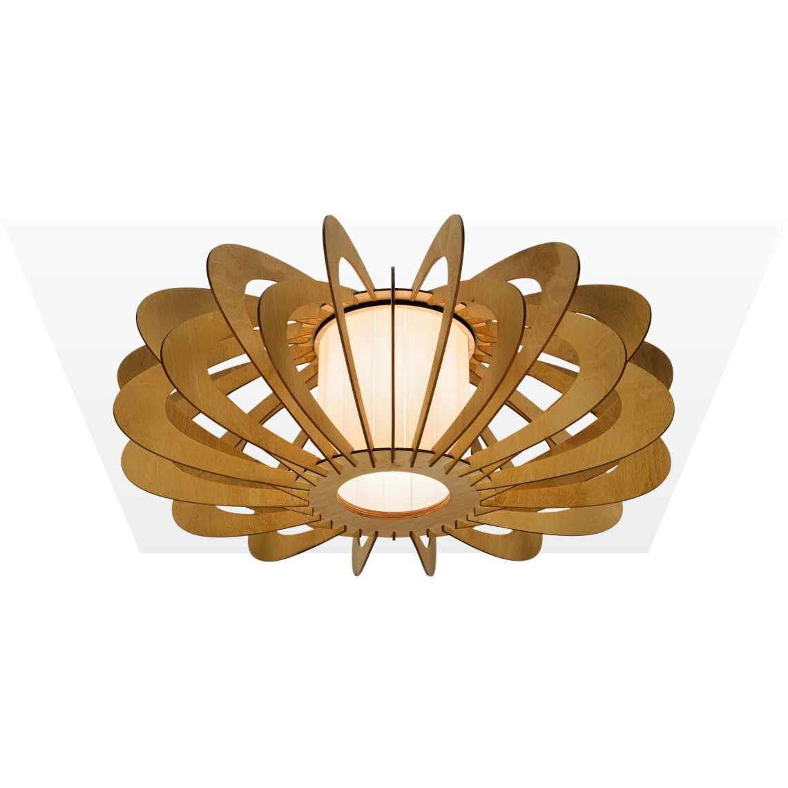 5 Peony wood & glass Flush mount ceiling light - Image 1