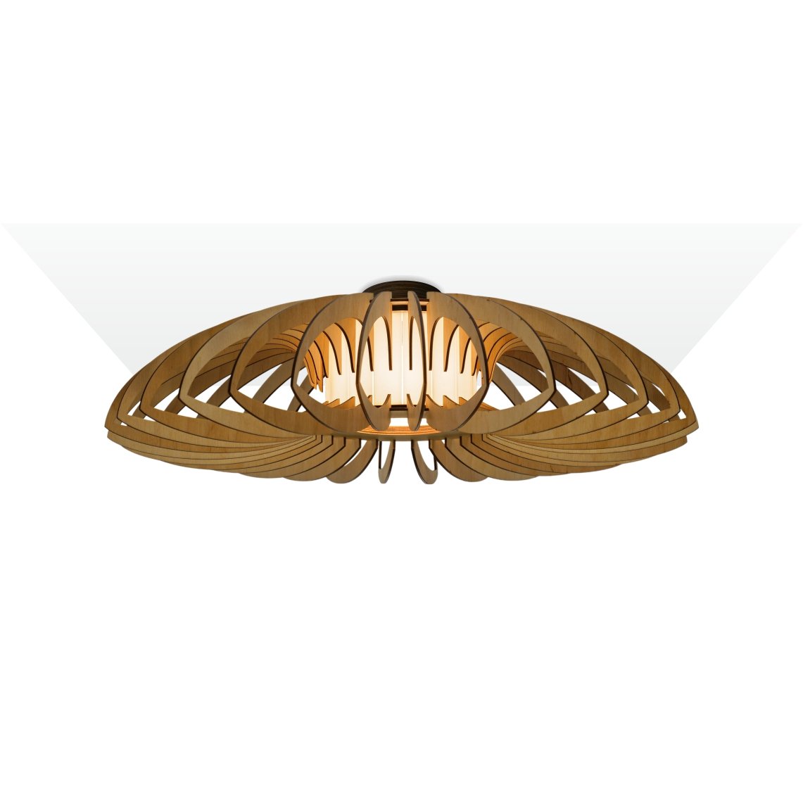 7 Lotus wood & glass Flush mount ceiling light - Image 1