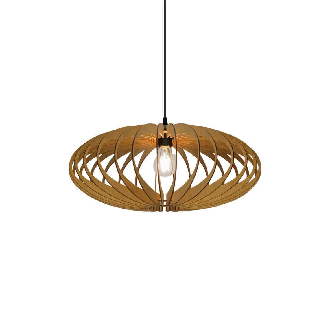 Natural ELLIPSE lampshade, wood ceiling light, Scandinavian pendant, BRADA, wood lamp, plywood chandelier, wood pendant light, wood light Ellipse wood ceiling light - Image 1
