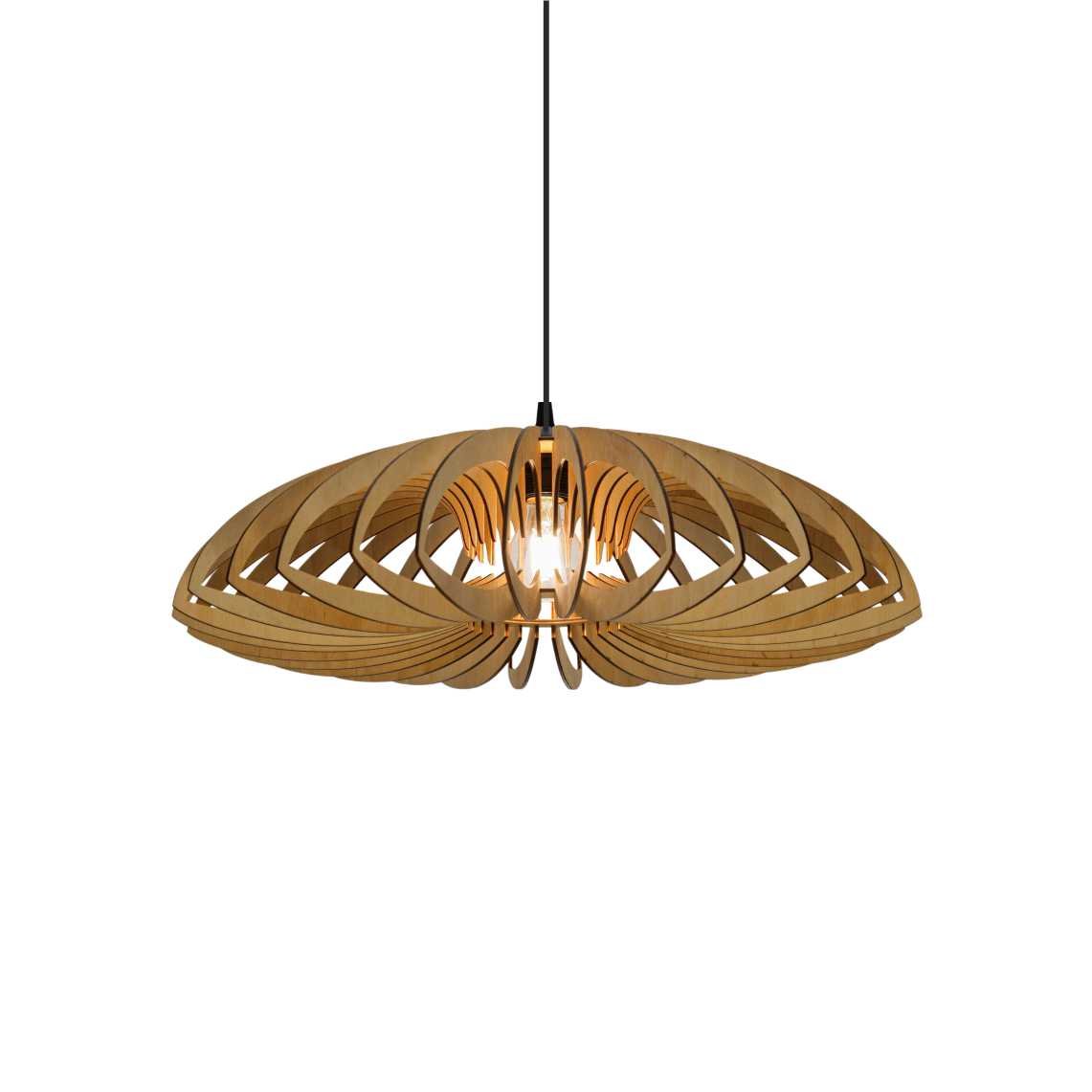 Natural LOTUS lampshade, wood ceiling light, Scandinavian pendant, BRADA, wood lamp, plywood chandelier, wood pendant light, wood light 2 Lotus wood ceiling light - Image 1