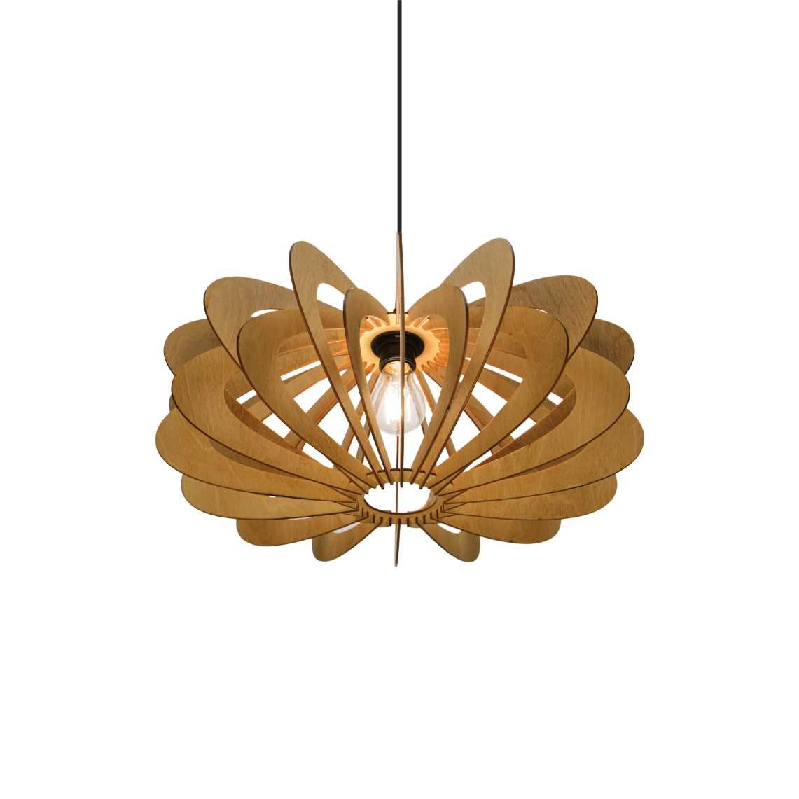 Natural PEONY lampshade, wood ceiling light, Scandinavian pendant, BRADA, wood lamp, plywood chandelier, wood pendant light, wood light 2 Peony wood ceiling light - Image 1